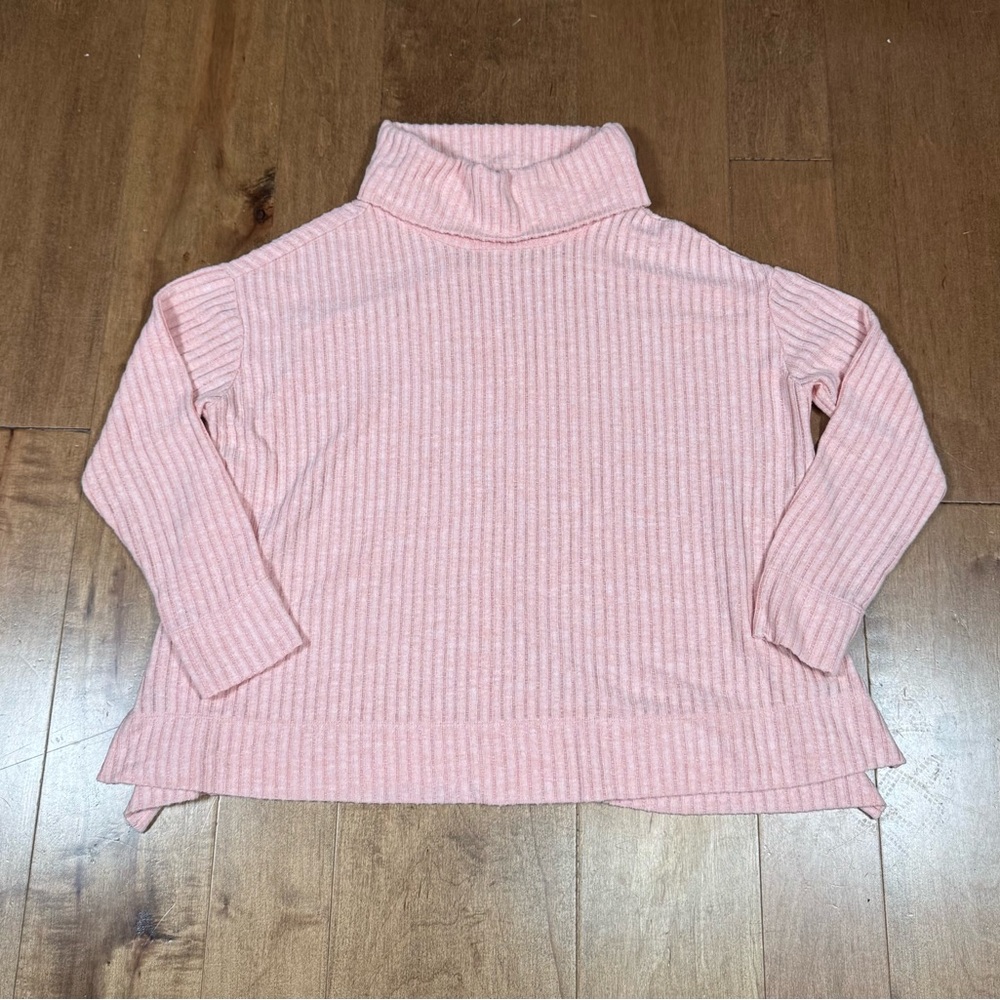 Anthropologie Maeve Vanna Ribbed Knit Pink‎ Cowl Neck Top Women’s Small